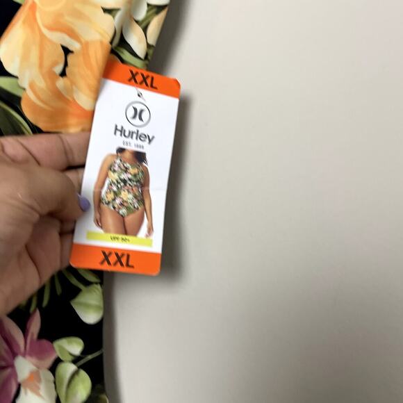 NWT Hurley Floral  One-Piece UPF 50+ Stretch Swimsuit Orange Waikiki Wonder XXL - Picture 5 of 8